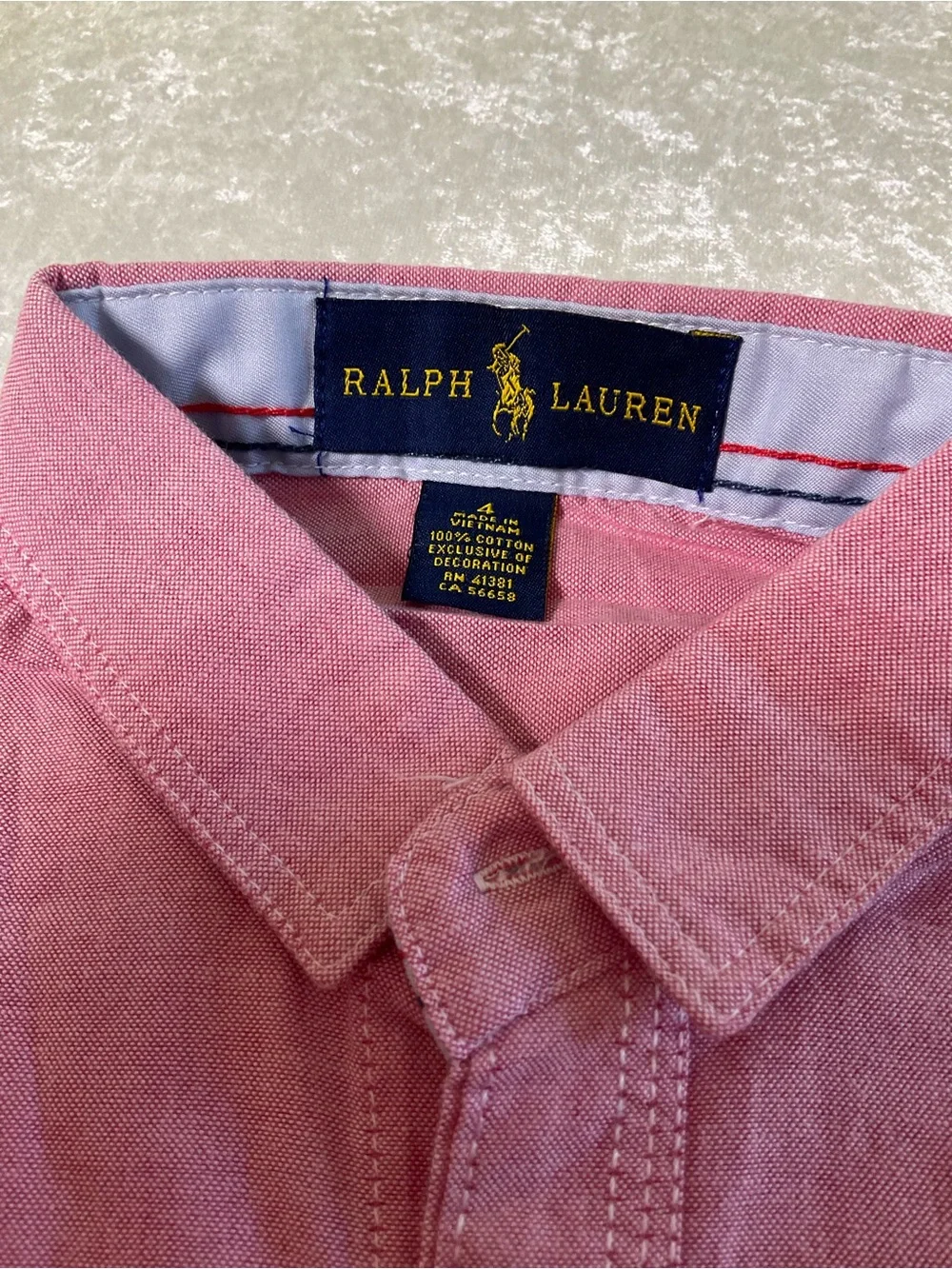 Ralph Lauren Boys' Short Sleeve Button-Down Shirt - Pink with Navy Pony